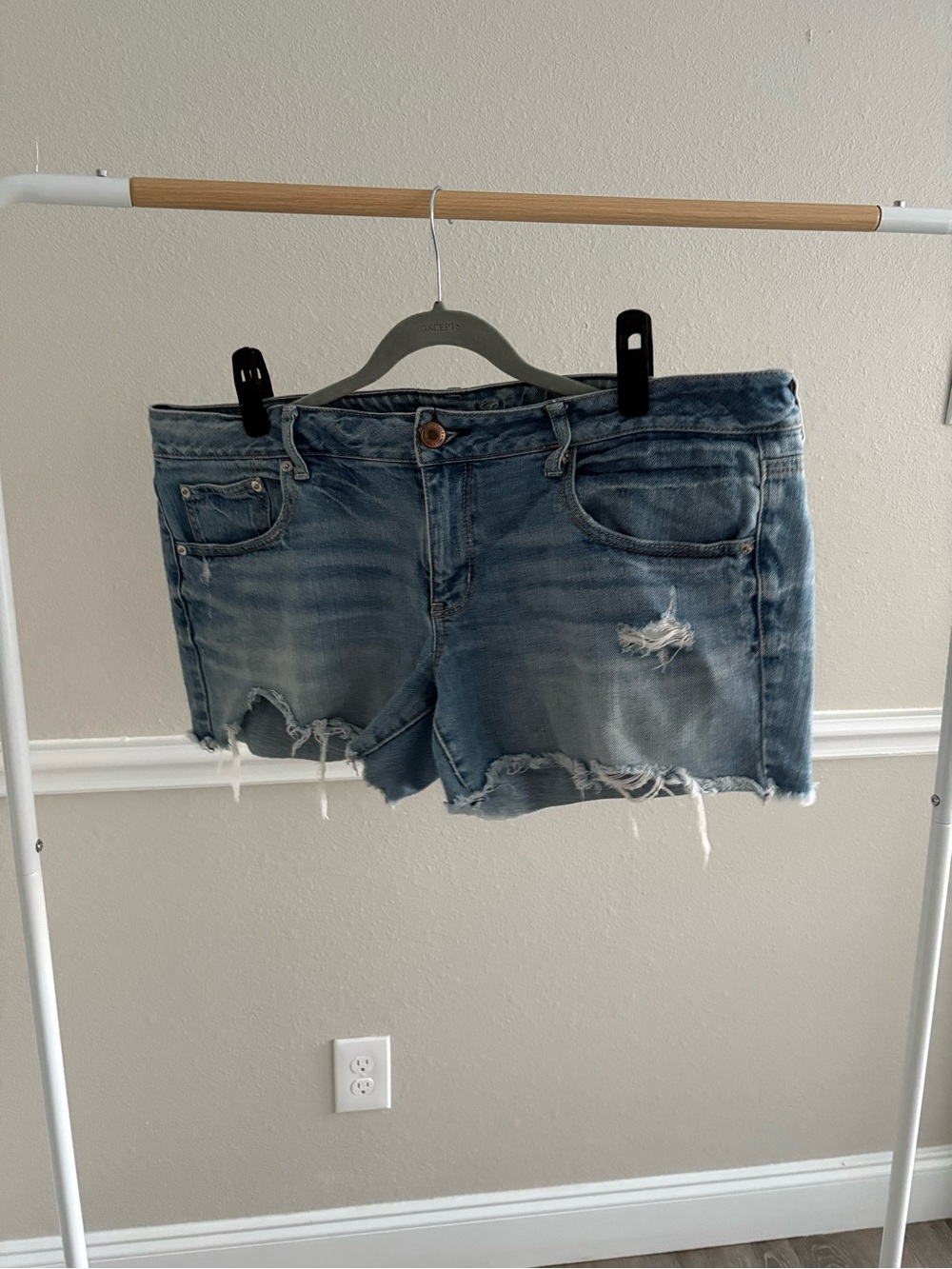 American Eagle Outfitters Light Blue Distressed Denim Cutoff Shorts